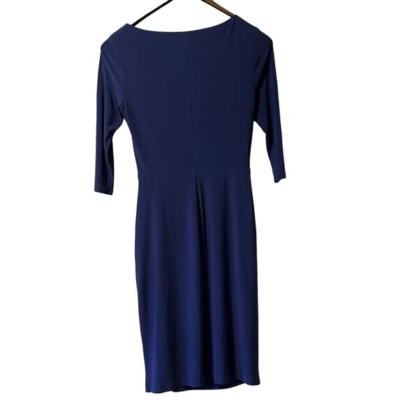 Lauren Ralph Lauren Long Sleeve Faux Wrap Round Neck Ruched Dress Size 6 Formal‎ - Picture 2 of 13
